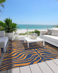 LOOMLAN Rugs Fernelle Blue Washable Indoor-Outdoor Rug