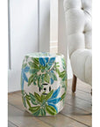 Chelsea House Floral White Glazed Porcelain Outdoor Garden Stool