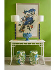 Chelsea House Floral White Glazed Porcelain Outdoor Garden Stool