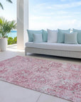 LOOMLAN Rugs Geneva Pink Washable Indoor-Outdoor Rug
