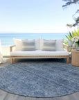 LOOMLAN Rugs Glenra Blue Washable Indoor-Outdoor Rug
