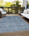 LOOMLAN Rugs Glenra Blue Washable Indoor-Outdoor Rug