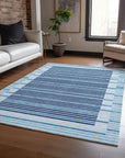 LOOMLAN Rugs Graphyne Blue Washable Indoor-Outdoor Rug