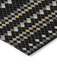 LOOMLAN Rugs Gridora Black Washable Indoor-Outdoor Rug