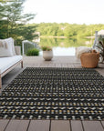 LOOMLAN Rugs Gridora Black Washable Indoor-Outdoor Rug