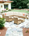 Hamptons Outdoor Wicker L - Shaped Sectional With Tables - LOOMLAN - Lloyd Flanders - Outdoor Lounge Sets