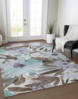 LOOMLAN Rugs Handetta Brown Washable Indoor-Outdoor Rug