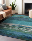 LOOMLAN Rugs Havari Teal Washable Indoor-Outdoor Rug
