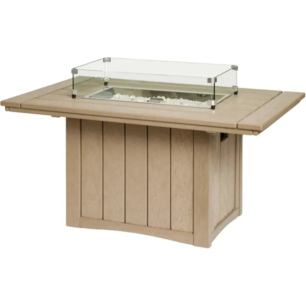 HDPE Poly Wood Rectangular Fire Table USA Made - LOOMLAN - Breezesta - Outdoor Fire Tables