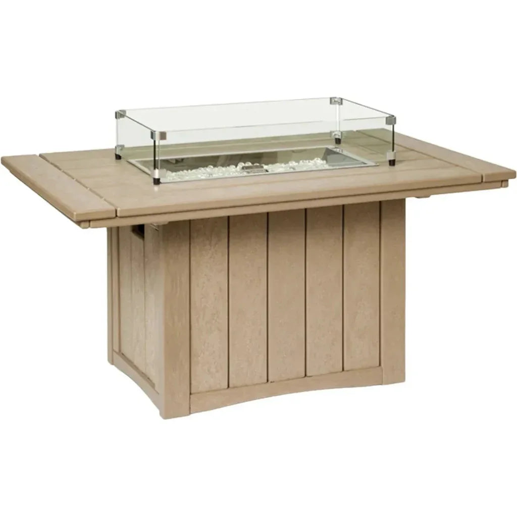 HDPE Poly Wood Rectangular Fire Table USA Made - LOOMLAN - Breezesta - Outdoor Fire Tables