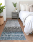 LOOMLAN Rugs Hilda Blue Washable Indoor-Outdoor Rug