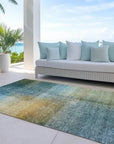 LOOMLAN Rugs Hue Blue Washable Indoor-Outdoor Rug