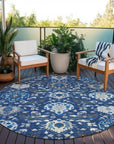 LOOMLAN Rugs Ilyara Navy Washable Indoor-Outdoor Rug