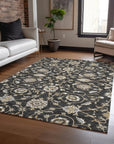 LOOMLAN Rugs Irene Black Washable Indoor-Outdoor Rug