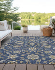 LOOMLAN Rugs Irene Blue Washable Indoor-Outdoor Rug