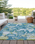 LOOMLAN Rugs Jetra Blue Washable Indoor-Outdoor Rug
