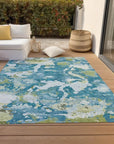 LOOMLAN Rugs Jetra Blue Washable Indoor-Outdoor Rug