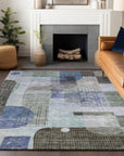 LOOMLAN Rugs Jude Blue Washable Indoor-Outdoor Rug