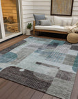 LOOMLAN Rugs Jude Teal Washable Indoor-Outdoor Rug