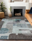 LOOMLAN Rugs Jude Teal Washable Indoor-Outdoor Rug