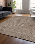 LOOMLAN Rugs Junia Brown Washable Indoor-Outdoor Rug