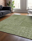 LOOMLAN Rugs Junia Green Washable Indoor-Outdoor Rug