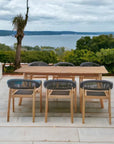 HiTeak Klint 7PC Outdoor Dining Set Stacking Armchairs