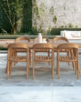 HiTeak La Costa 7PC Outdoor Dining Set Barrel Back Armchairs