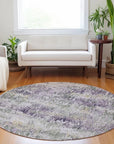 LOOMLAN Rugs Laurisse Purple Washable Indoor-Outdoor Rug
