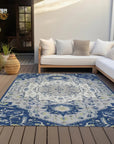 LOOMLAN Rugs Lidia Blue Washable Indoor-Outdoor Rug