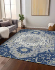 LOOMLAN Rugs Lidia Blue Washable Indoor-Outdoor Rug