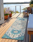 LOOMLAN Rugs Lidia Teal Washable Indoor-Outdoor Rug