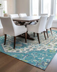 LOOMLAN Rugs Lidia Teal Washable Indoor-Outdoor Rug