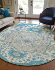 LOOMLAN Rugs Lidia Teal Washable Indoor-Outdoor Rug