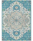LOOMLAN Rugs Lidia Teal Washable Indoor-Outdoor Rug