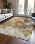 LOOMLAN Rugs Linta Brown Washable Indoor-Outdoor Rug