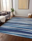 LOOMLAN Rugs Liora Navy Washable Indoor-Outdoor Rug