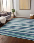 LOOMLAN Rugs Liora Teal Washable Indoor-Outdoor Rug
