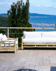 Artesia Bali Teak Wood Outdoor Couch Sofa Marine-Grade Cushions