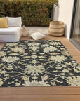 LOOMLAN Rugs Louis Black Washable Indoor-Outdoor Rug