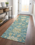 LOOMLAN Rugs Louis Teal Washable Indoor-Outdoor Rug