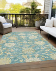 LOOMLAN Rugs Louis Teal Washable Indoor-Outdoor Rug