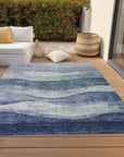 LOOMLAN Rugs Louisa Blue Washable Indoor-Outdoor Rug
