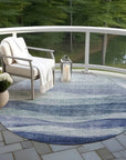 LOOMLAN Rugs Louisa Blue Washable Indoor-Outdoor Rug