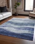 LOOMLAN Rugs Louisa Blue Washable Indoor-Outdoor Rug