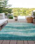 LOOMLAN Rugs Louisa Teal Washable Indoor-Outdoor Rug