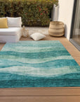 LOOMLAN Rugs Louisa Teal Washable Indoor-Outdoor Rug