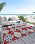 LOOMLAN Rugs Lucinda Red Washable Indoor-Outdoor Rug
