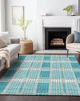 LOOMLAN Rugs Lunara Teal Washable Indoor-Outdoor Rug