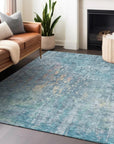 LOOMLAN Rugs Lunisse Blue Washable Indoor-Outdoor Rug